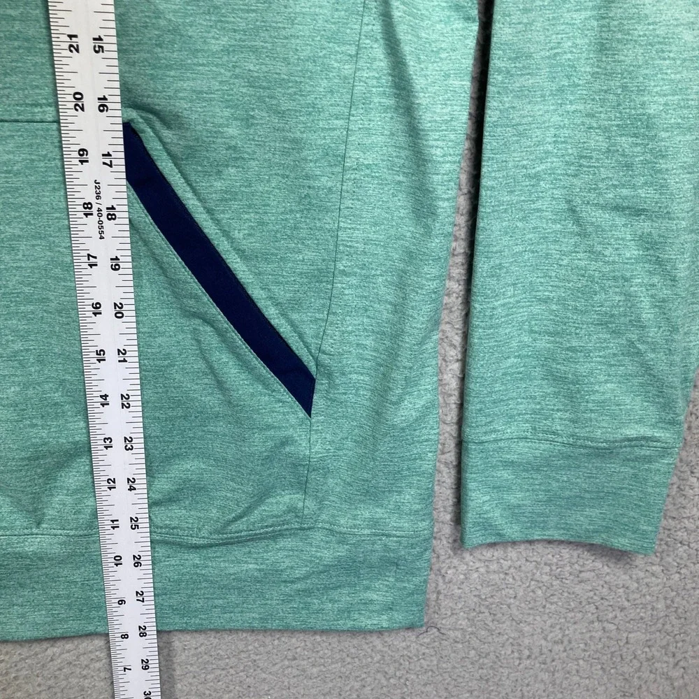 Lands' End Quarter Zip Pullover‎ Mens Large Teal Heather Navy Stretch Pocket